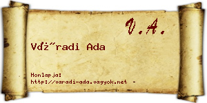 Váradi Ada névjegykártya