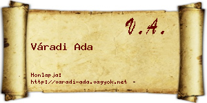 Váradi Ada névjegykártya